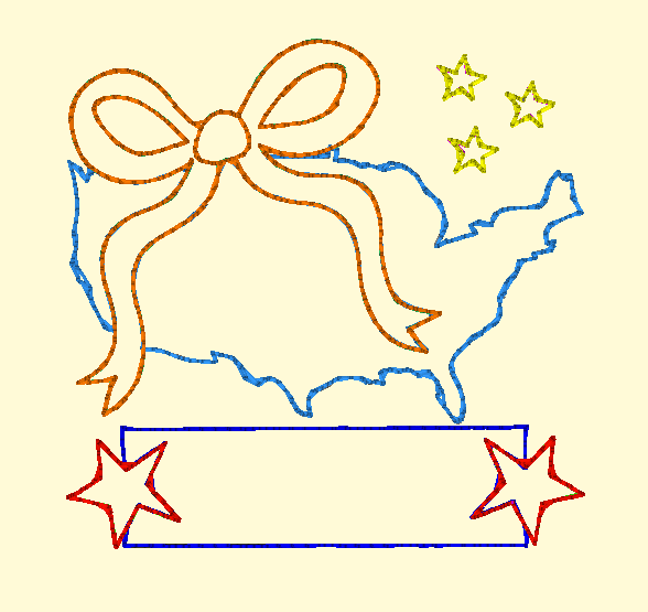 America Applique Design with Bow
