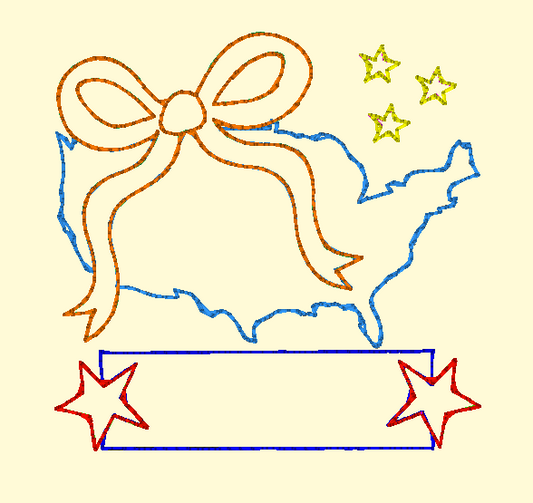 America Applique Design with Bow